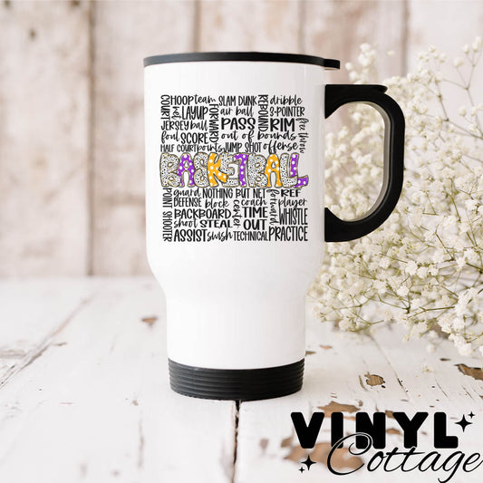 Basketball Doodle ~ Purple & Yellow ~ UV DTF DECAL