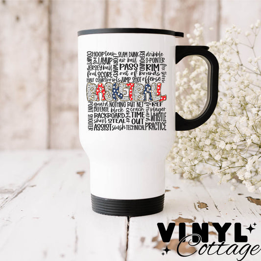 Basketball Doodle ~ Red & Navy Blue ~ UV DTF DECAL