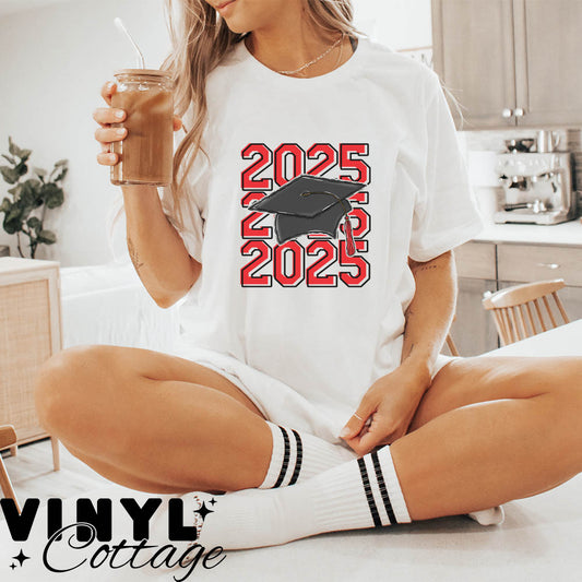 Grad Cap ~ Red ~ DTF Transfer