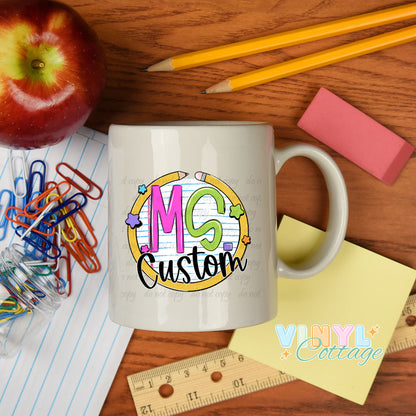 Round Pencil Frame ~ Customized ~ Multiple Options ~ UV DTF Decal