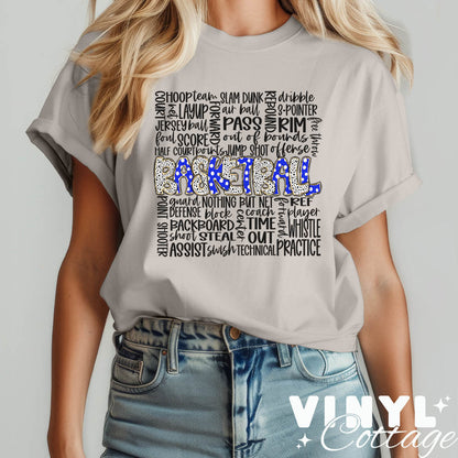 Basketball Doodle ~ Royal Blue ~ DTF Transfer
