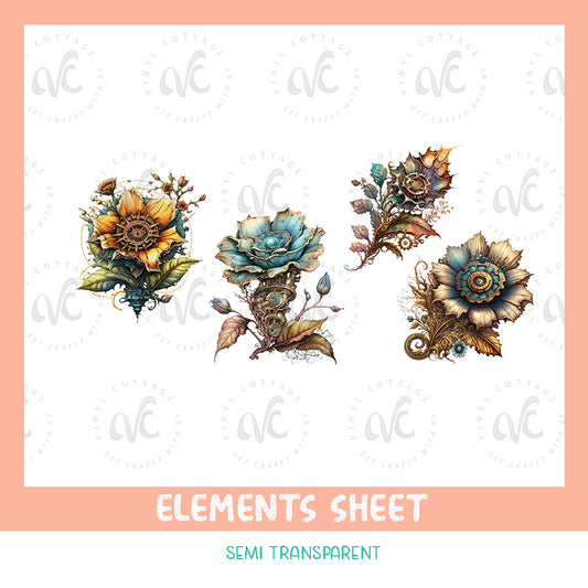 EL09 ~  Steampunk Flowers Element Sheet