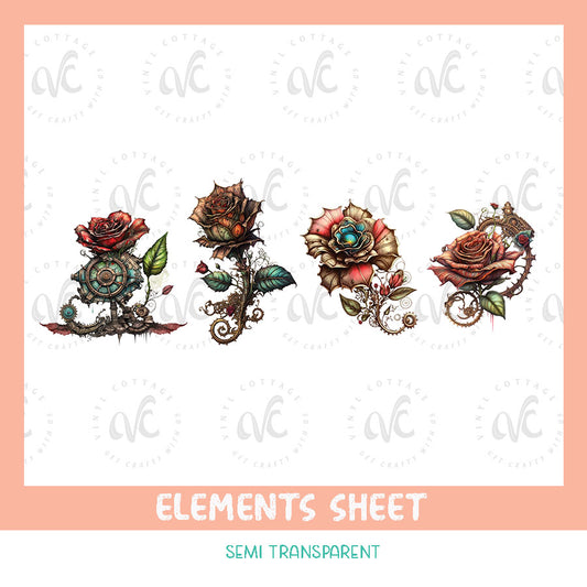 EL08 ~  Steampunk Roses Element Sheet