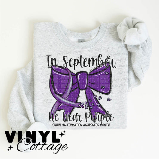 In September We Wear Purple ~ Chiari Malformation Awareness ~ DTF Transfer