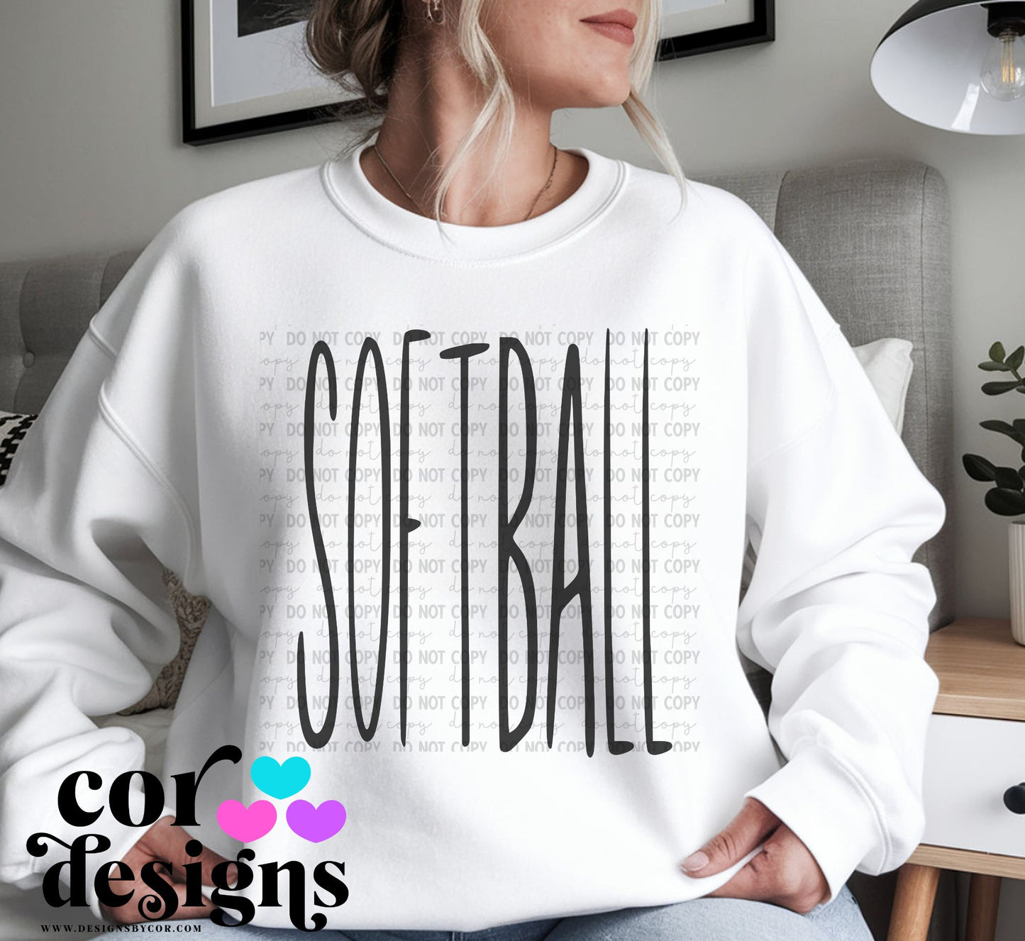 Softball Oversized Skinny ~ COR25 ~ DTF Transfer