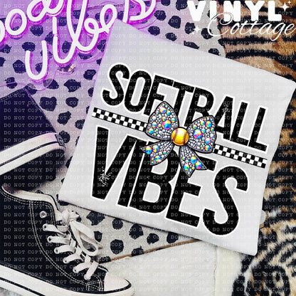 Softball Vibes ~ 24ECH09 ~ DTF Transfer