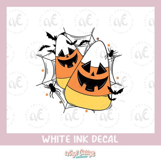 WC194 ~ White Ink Decal ~ Candy Corn Web