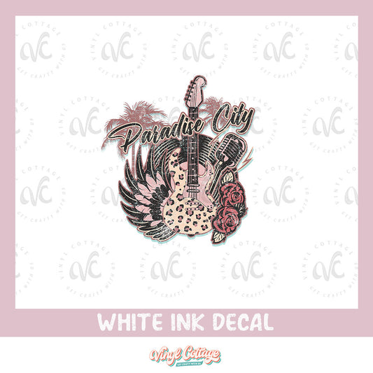 WC202 ~ White Ink Decal ~ Paradise City