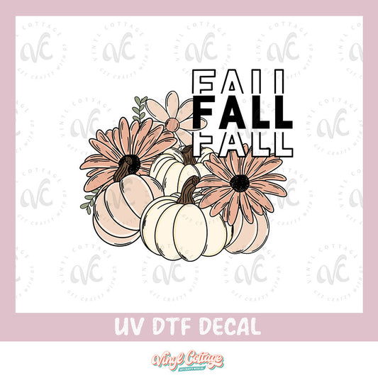 WC210 ~ UV DTF DECAL ~ Fall Pumkins and Florals