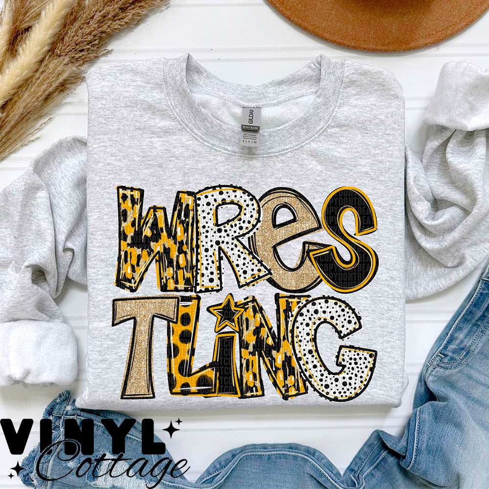 Wrestling ~ Black & Gold ~ DTF Transfer