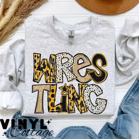 Wrestling ~ Black & Gold ~ DTF Transfer