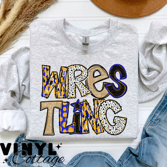 Wrestling ~ Blue & Gold ~ DTF Transfer