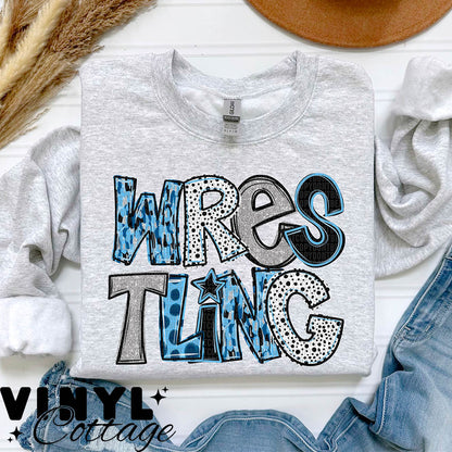 Wrestling ~ Columbia Blue ~ DTF Transfer