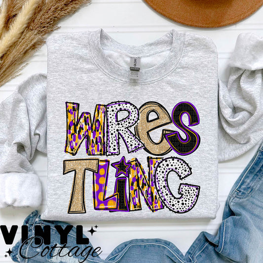 Wrestling ~ Purple & Gold ~ DTF Transfer