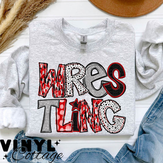 Wrestling ~ Red & Black ~ DTF Transfer