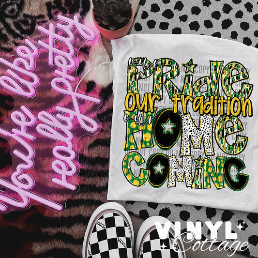 Homecoming ~ Yellow & Green ~ DTF Transfer