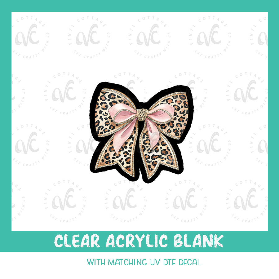 AD135 ~ Leopard and Pink Bow ~ Acrylic + UV DTF Decal Set