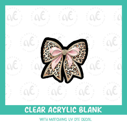 AD135 ~ Leopard and Pink Bow ~ Acrylic + UV DTF Decal Set