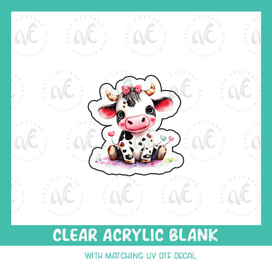 AD89 ~ Cute Cow ~ Acrylic + UV DTF Decal Set