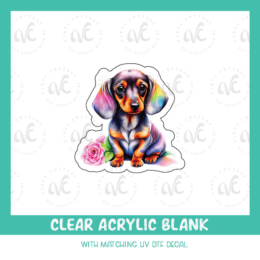 AD90 ~ Cute Doxie ~ Acrylic + UV DTF Decal Set