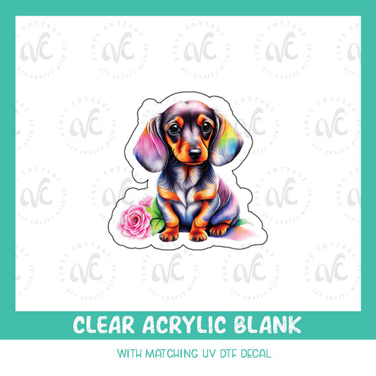 AD90 ~ Cute Doxie ~ Acrylic + UV DTF Decal Set