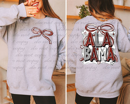 Alabama Bow Back Design with Pocket Design ~ 25LD06 ~ DTF Transfer