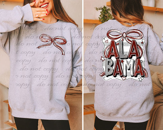 Alabama Bow Back Design with Pocket Design ~ 25LD06 ~ DTF Transfer