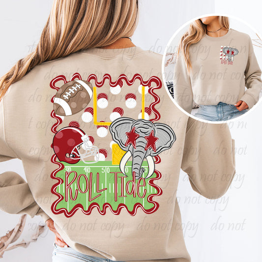 Elephant Squiggle Frame Mascot Back Design with Pocket Design ~ 25JKD07 ~ DTF Transfer