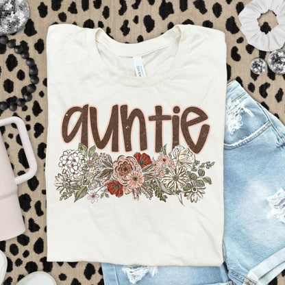 Auntie ~ Vintage Floral ~ SAG26 ~ DTF Transfer