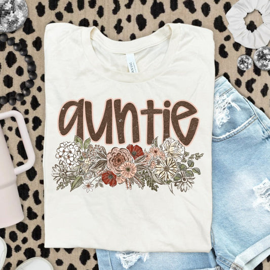 Auntie ~ Vintage Floral ~ SAG26 ~ DTF Transfer