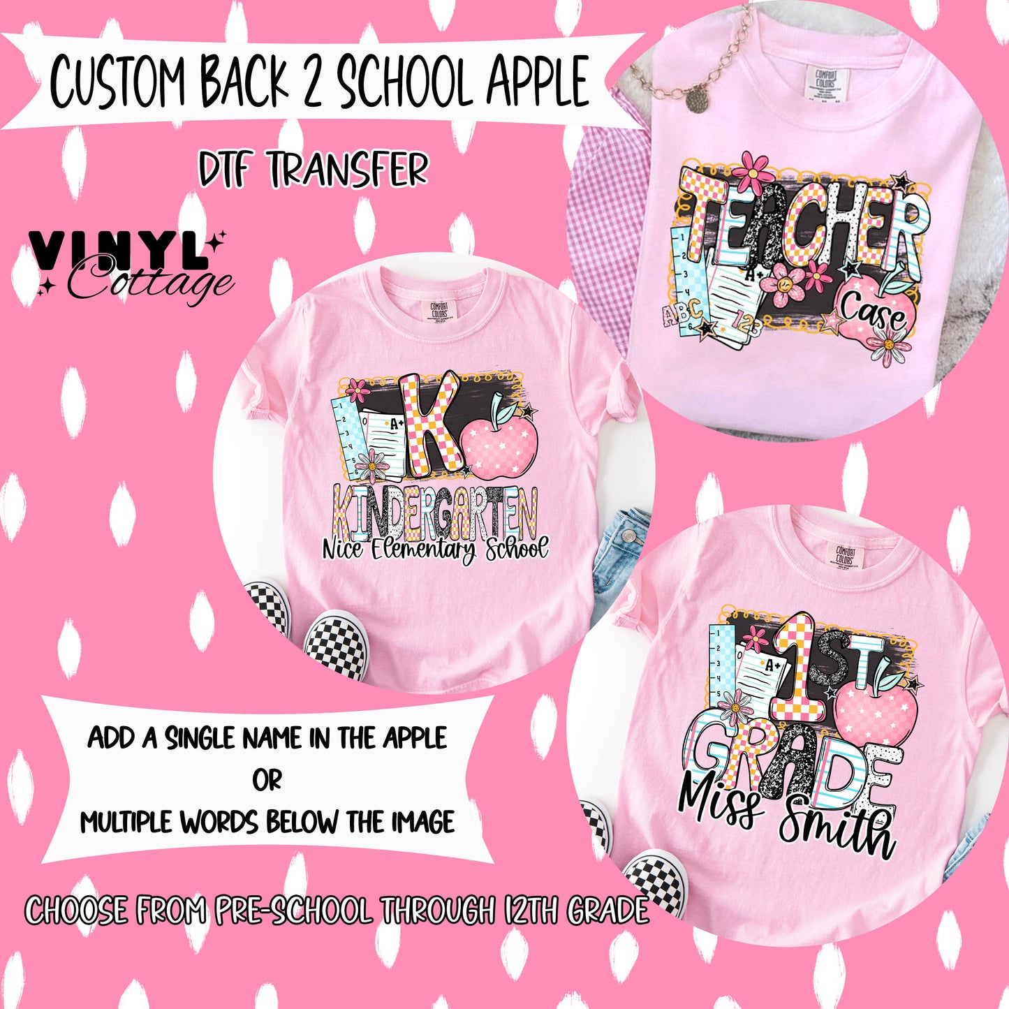 Custom Back To School Apple ~ 25SAG ~ DTF Transfer