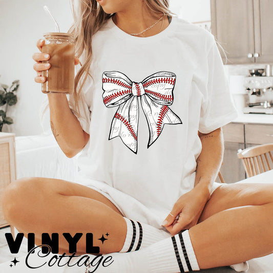 Baseball Coquette Bow ~ DTF Transfer