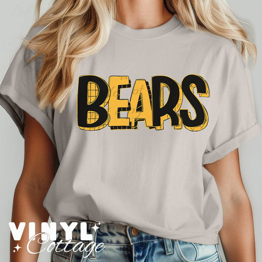 Bears Tux Deluxe ~ Black and Gold ~ DTF Transfer