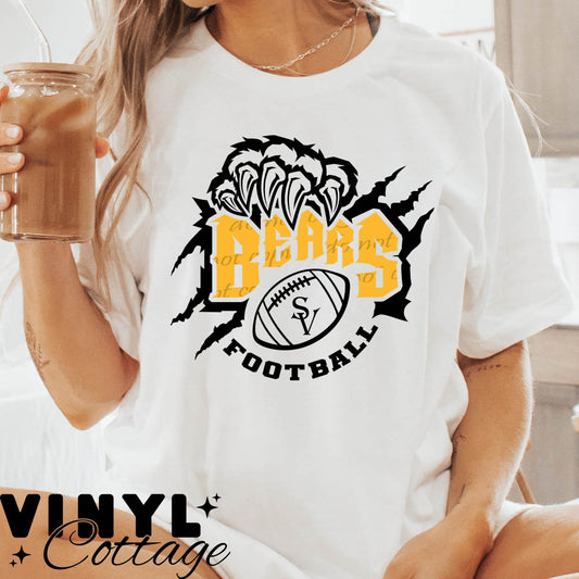 Bears Black and Gold ~ Sipsey Valley ~ DTF Transfer