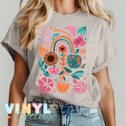 Boho Rainbow Flowers ~ DTF Transfer ~ TR991