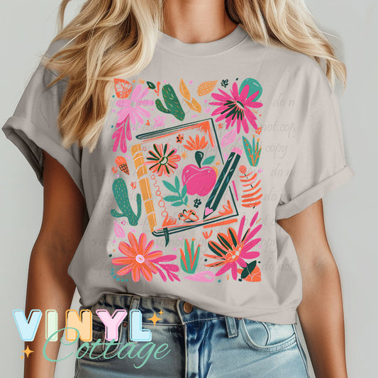 Boho Teacher Book ~ DTF Transfer ~ TR990