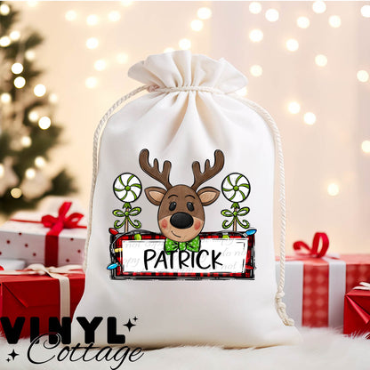 Boy Reindeer Name Plate ~ DTF Transfer