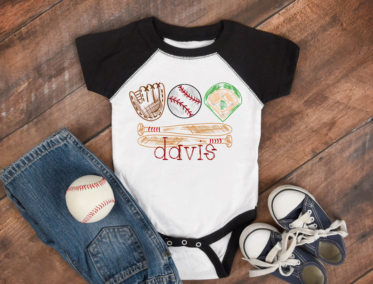 Baseball Scribble ~ DTF Transfer