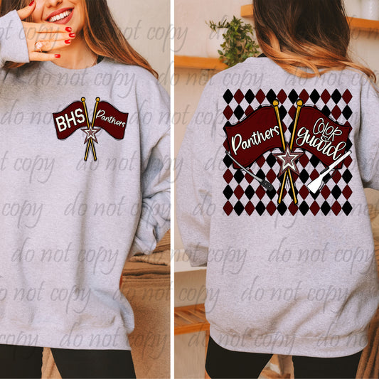 Brookwood Panthers Argyle Colorguard Back Design with Pocket Design ~ 25SAG ~ DTF Transfer