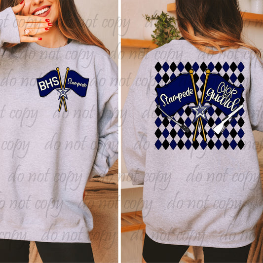 Bryant Stampede Argyle Colorguard Back Design with Pocket Design ~ 25SAG ~ DTF Transfer