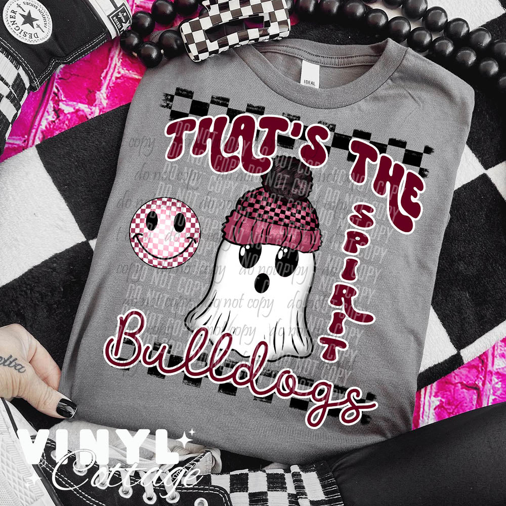 Bulldogs Spirit Ghostie ~ Maroon ~ DTF Transfer
