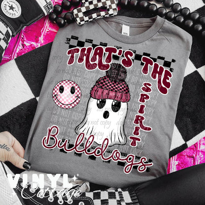 Bulldogs Spirit Ghostie ~ Maroon ~ DTF Transfer