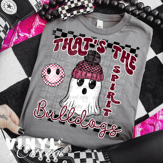 Bulldogs Spirit Ghostie ~ Maroon ~ DTF Transfer