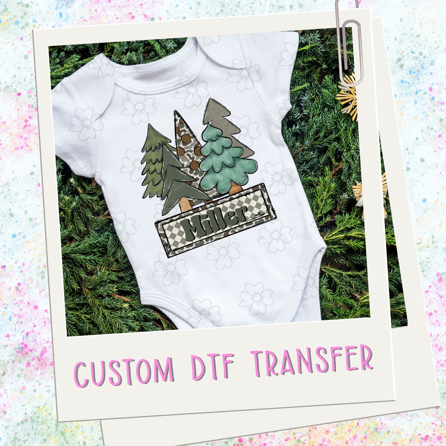 Custom Camo Christmas Nameplate  ~ 25ETS11 ~ DTF Transfer