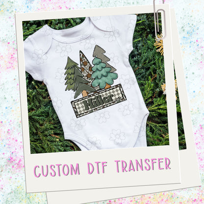 Custom Camo Christmas Nameplate  ~ 25ETS11 ~ DTF Transfer