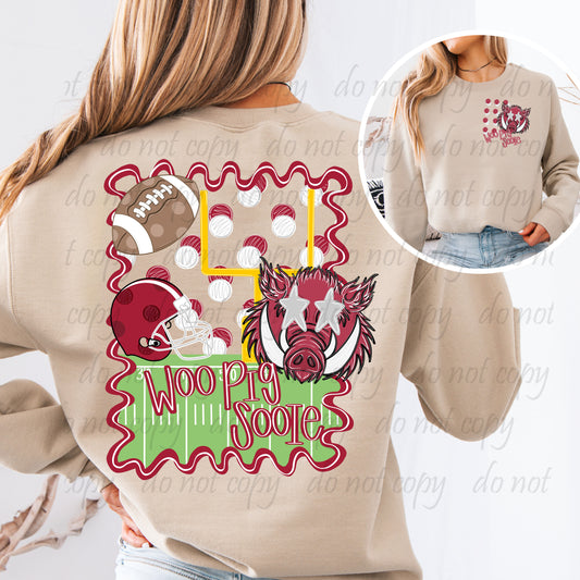 Pig Squiggle Frame Mascot Back Design with Pocket Design ~ 25JKD07 ~ DTF Transfer