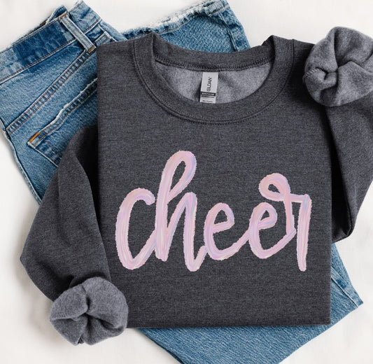 Pink Pearlescent  Cheer ~ DTF Transfer