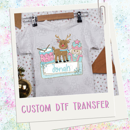 Custom Christmas Nameplate Blue ~ SAG25 ~ DTF Transfer