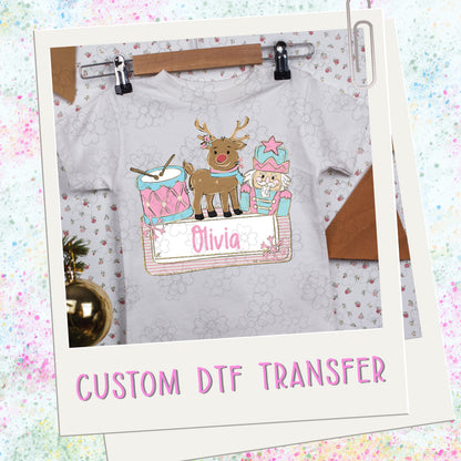 Custom Christmas Nameplate Pink ~ SAG25 ~ DTF Transfer