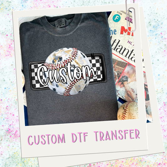 Baseball Checks Custom Name  ~ 26CSD03 ~ DTF Transfer